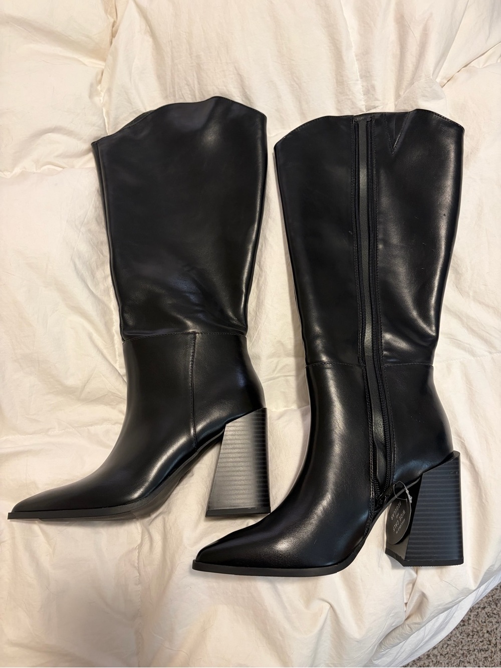 Steve Madden Black Over-the-Knee Pointed Toe Block Heel Boots